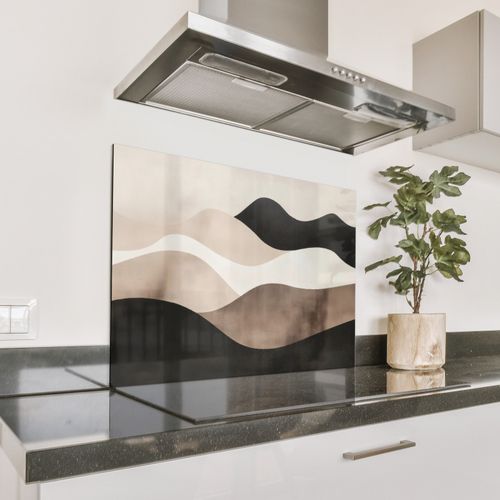 Parafango in alluminio - Astratto - Paesaggio - Onde - Colore crema