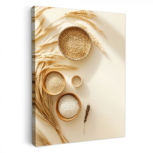 Dipinti su tela - Cereali - Legno - Ciotola - Beige