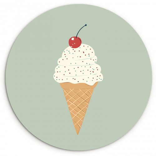 Quadro rotondo - Illustrazione - Gelato - Macchioline - Ciliegia