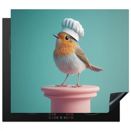 Protezione piano induzione - Pettirosso - Uccello - Cappello da cuoco - Piedistallo