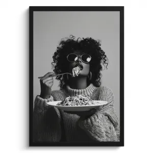 KitchenYeah - Cucina - Cornice per foto - Donna - Pasta - Nero - Bianco