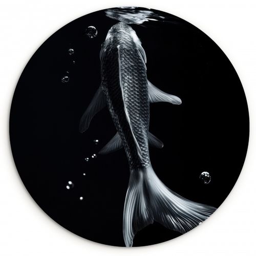 Quadro rotondo - Koi - Pesce - Acqua - Nero
