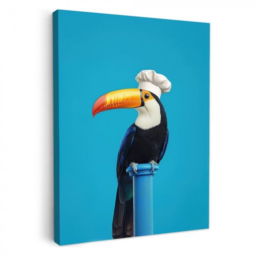 Dipinti su tela - Tucano - Piedistallo - Uccello - Cappello da cuoco