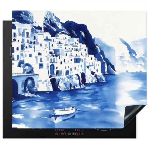 Protezione piano induzione - Villaggio - Parete rocciosa - Barca a remi - Acqua