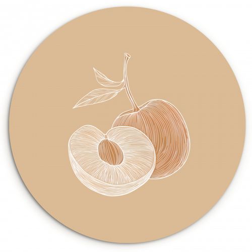 Quadro rotondo - Pesca - Disegno a linee - Pit - Beige