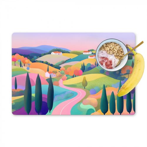 Tovagliette - Paesaggio - Viola - Pastello - Case
