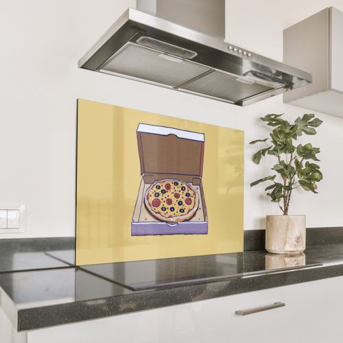 Parafango in alluminio - Pizza - Scatola - Salame - Illustrazione