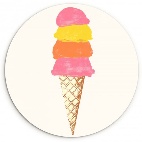 Quadro rotondo - Gelato a cucchiaiate - Corna - Illustrazione - Minimalista