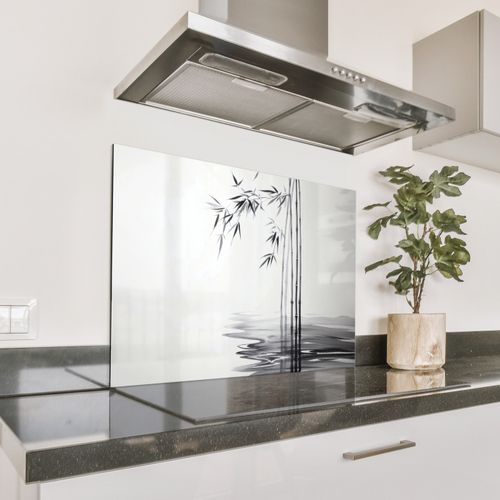 Parafango in alluminio - Tronchi di bambù - Acqua - Minimalista - Bianco