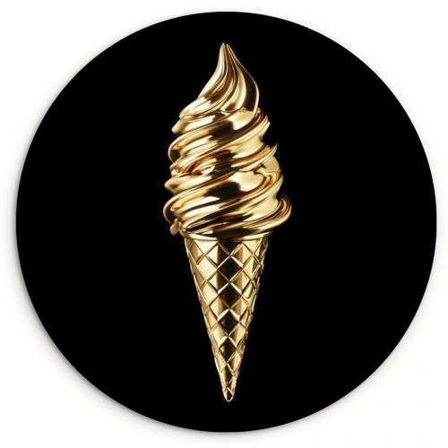 Quadro rotondo - Gelato - Oro - Nero - Cibo