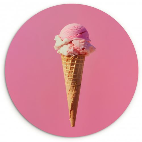 Quadro rotondo - Corno - Paletta per gelato - Rosa