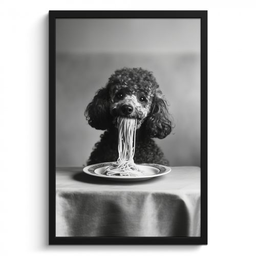 KitchenYeah - Cucina - Cornice per foto - Barboncino - Cane - Nero - Bianco - Carino - Pasta