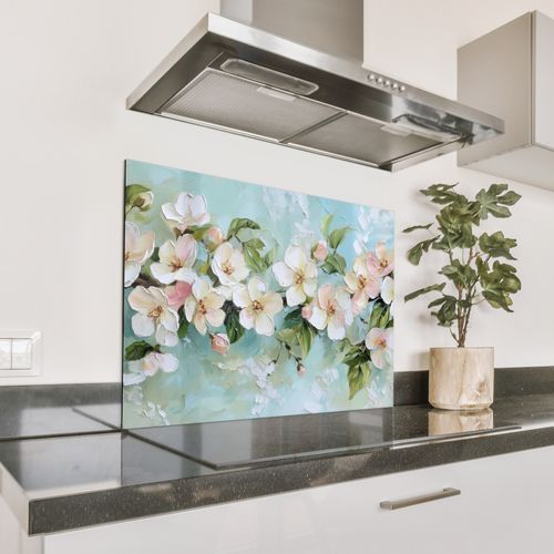 Parafango in alluminio - Fiore - Foglie - Azzurro