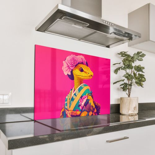 Parafango in alluminio - Lucertola - Fiori - Rosa - Kimono