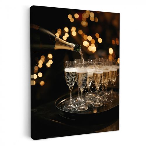 Dipinti su tela - Luci - Champagne - Vassoio - Bicchieri