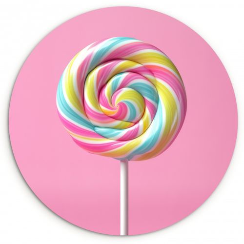 Quadro rotondo - Lecca-lecca - Rosa - Caramella - Dolce