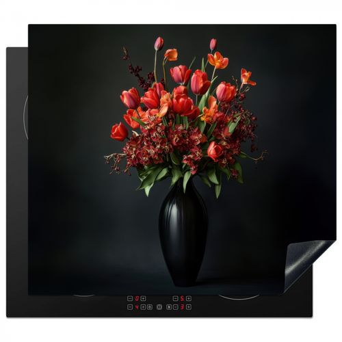 Protezione piano induzione - Bouquet - Tulipani - Vaso - Rosso