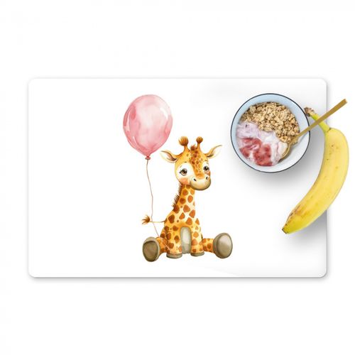 Tovagliette - Giraffa - Bambino - Animali - Palloncino rosa