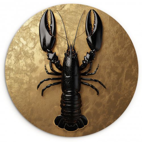 Quadro rotondo - Cancro - Nero - Oro - Lusso