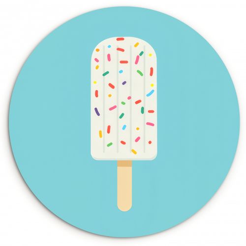 Quadro rotondo - Gelato - Bastoncino - Spolverini - Azzurro