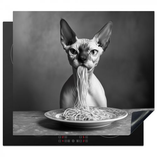 Protezione piano induzione - Sphynx - Gatto - Animali - Umorismo - Spaghetti - Bianco e nero