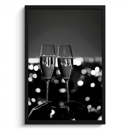 KitchenYeah - Cucina - Cornice per foto - Bollicine - Cin cin - Bicchieri da champagne - Luci della città