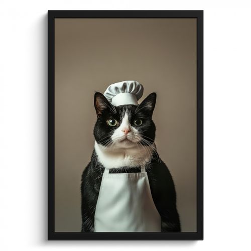 Gatto - Abbigliamento da chef - Nero - Bianco