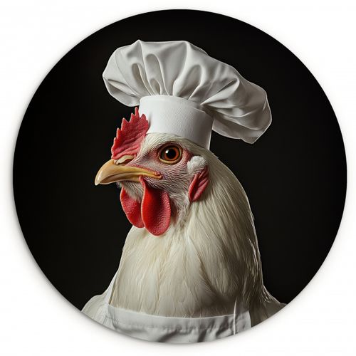Quadro rotondo - Cuoco - Rosso - Pollo