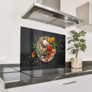 Parafango in alluminio - Mosaico di erbe su tela scura