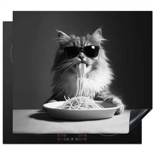 Protezione piano induzione - Gatto a pelo lungo - Occhiali da sole - Spaghetti - Umorismo - Nero - bianco