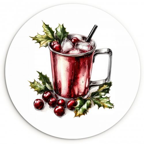 Quadro rotondo - Bevanda - Inverno - Cocktail - Rosso