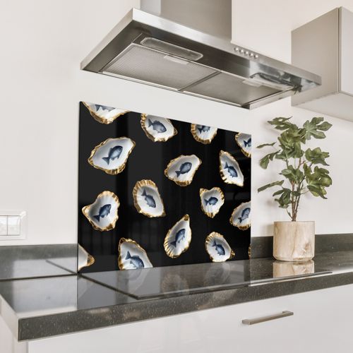 Parafango in alluminio - Ostriche - Pesce - Blu - Oro
