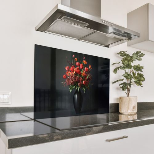 Parafango in alluminio - Bouquet - Tulipani - Vaso - Rosso