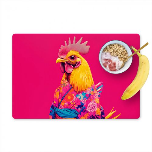Tovagliette - Gallo - Colorato - Kimono - Rosa