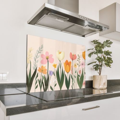 Parafango in alluminio - Tonalità pastello - Fiori - Illustrazione