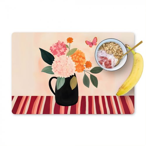 Tovagliette - Vaso - Fiori - Farfalla - Rosso