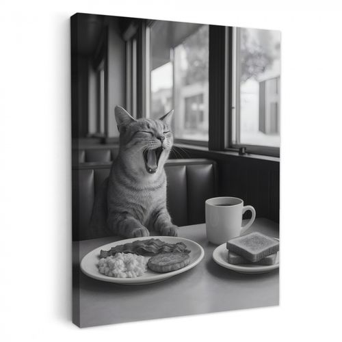 Dipinti su tela - Gatto - Caffè - Pane - Nero