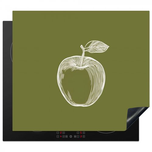 Protezione piano induzione - Disegno lineare - Mela - Verde oliva - Foglia