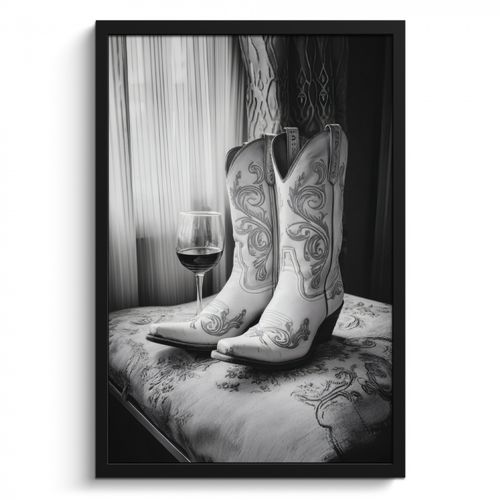 KitchenYeah - Cucina - Cornice per foto - Vino - Stivali da cowboy - Luce alla finestra - Bianco