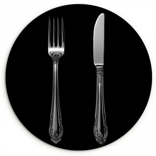 Quadro rotondo - Forchetta - Coltello - Argento