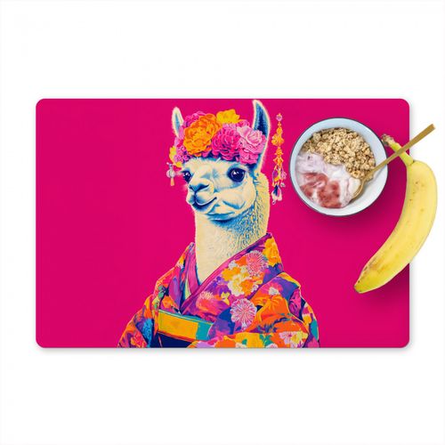 Tovagliette - Lama - Kimono - Corona di fiori - Rosa brillante