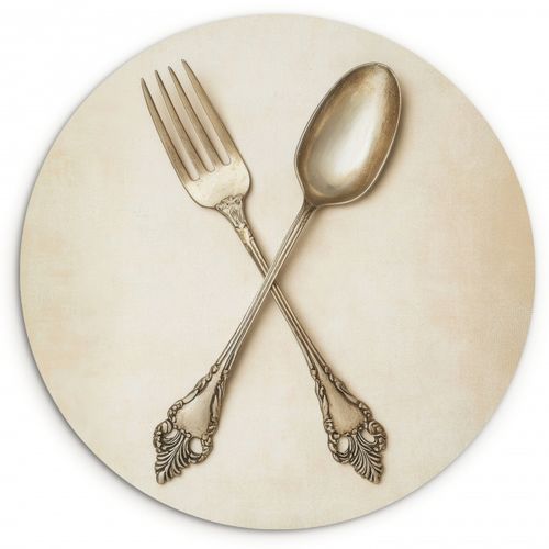Quadro rotondo - Beige - Vintage - Posate