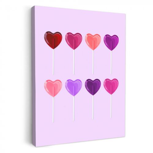 Dipinti su tela - Lecca-lecca - Cuore - Rosa - Caramella