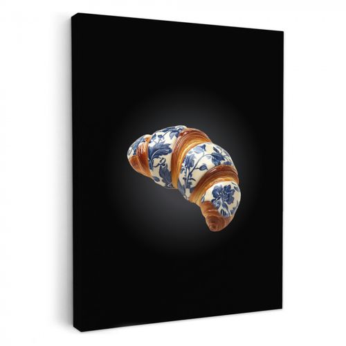 Dipinti su tela - Croissant - Motivo floreale - Blu Delft