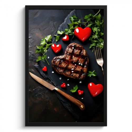 KitchenYeah - Cucina - Cornice per foto - Bistecca - Cuore - Posate
