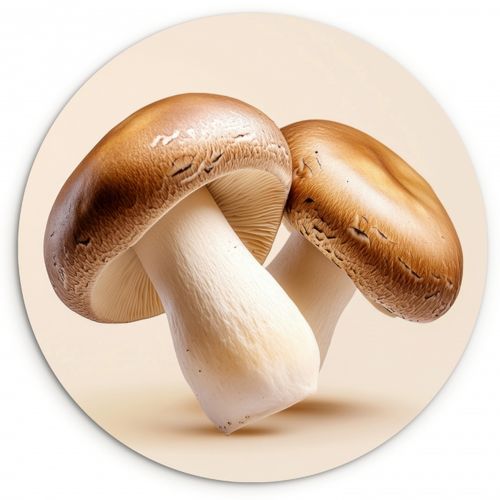 Quadro rotondo - Funghi - Morbido - Beige