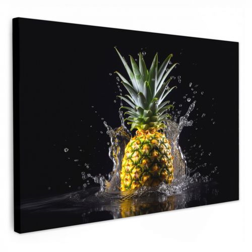 Dipinti su tela - Ananas - Frutta - Acqua - Piante - Nero