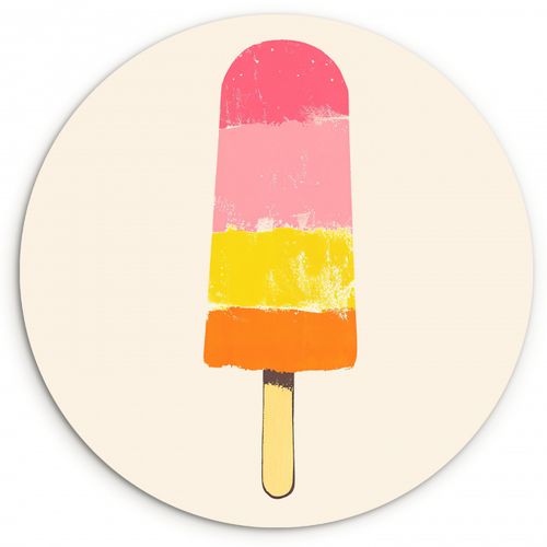 Quadro rotondo - Gelato all'acqua - Retro - Stick - Rosa
