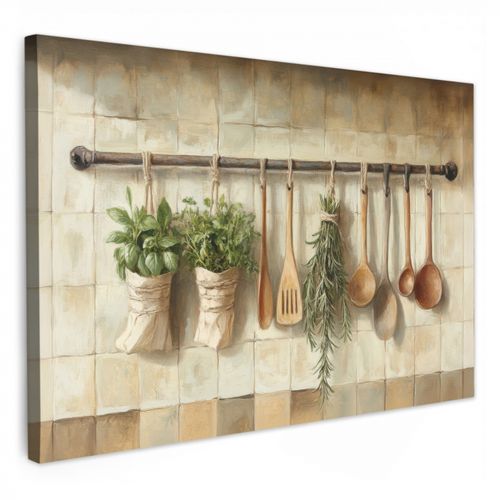Dipinti su tela - Legno - Utensili da cucina - Natura morta - Piastrelle