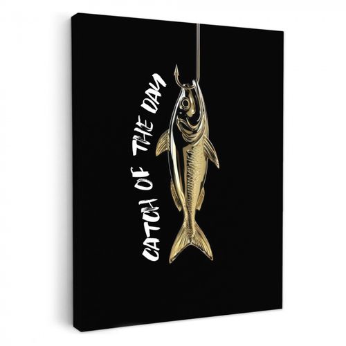 Dipinti su tela - Pesce - Nero - Oro - Testo